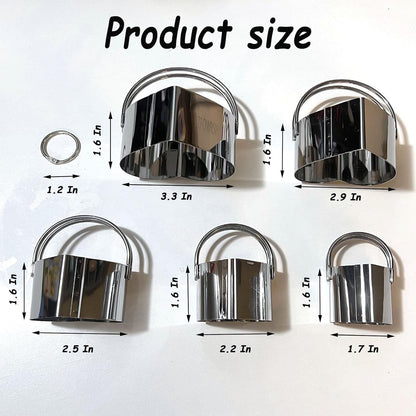 5-Piece Round Cookie Cutters Set with Handles, Stainless Steel Baking Tools for Biscuit/Sandwich/Cake/Bow Shapes - Precise Cutters for Cookies, Dumplings, Scones & Donut Decorations
