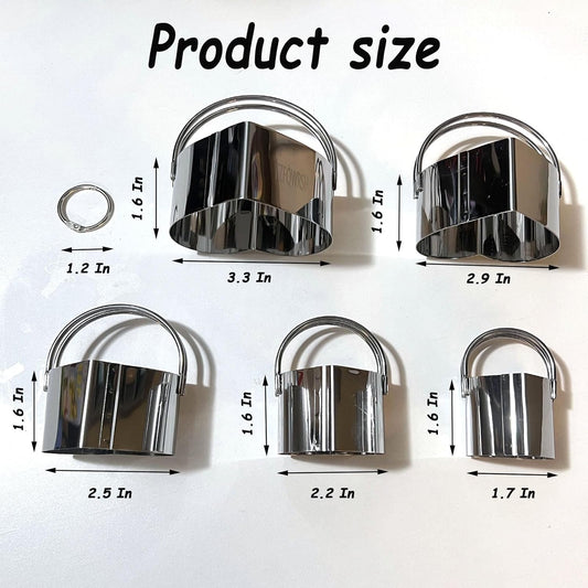 5-Piece Round Cookie Cutters Set with Handles, Stainless Steel Baking Tools for Biscuit/Sandwich/Cake/Bow Shapes - Precise Cutters for Cookies, Dumplings, Scones & Donut Decorations