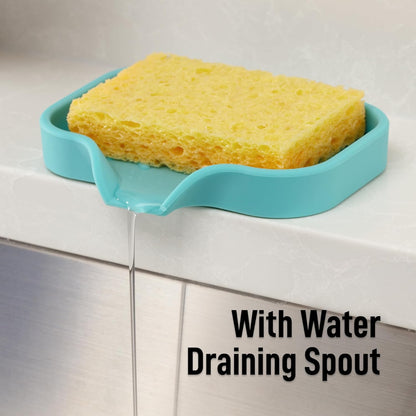 Zulay Kitchen (9x3.5in Sponge Holder for Kitchen Sink - Flexible Heavy-duty Multipurpose Sink Caddy - Counter Organizer for Kitchen, Bathroom, Makeup, Trinkets & More! (Grey)