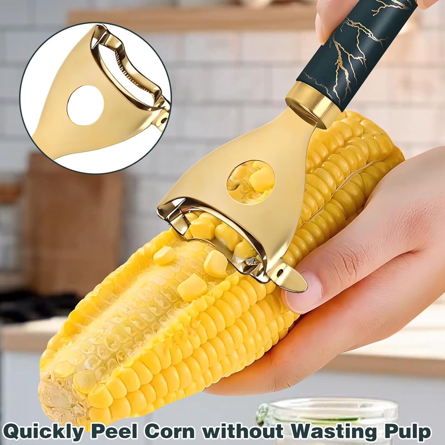 2Pcs Corn Shucker Corn Cob Stripper Tool Peeler Good Grips Stainless Steel Multifunctional Scraper, Kitchen Remover Tool Cutter Kernels Effortless Fast Time-Saving Convenience Ergonomic Handle