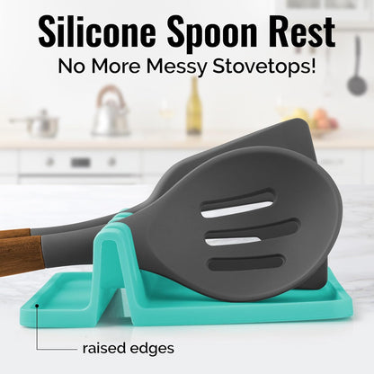 Zulay Kitchen Spoon Rest for Multiple Utensils High Heat-Resistant Silicone Drip Pad, BPA-Free Spoon Holder for Stove Top, Kitchen Gadget Holder for Ladles, Tongs, Cooking Spatula - Makes Great Gift