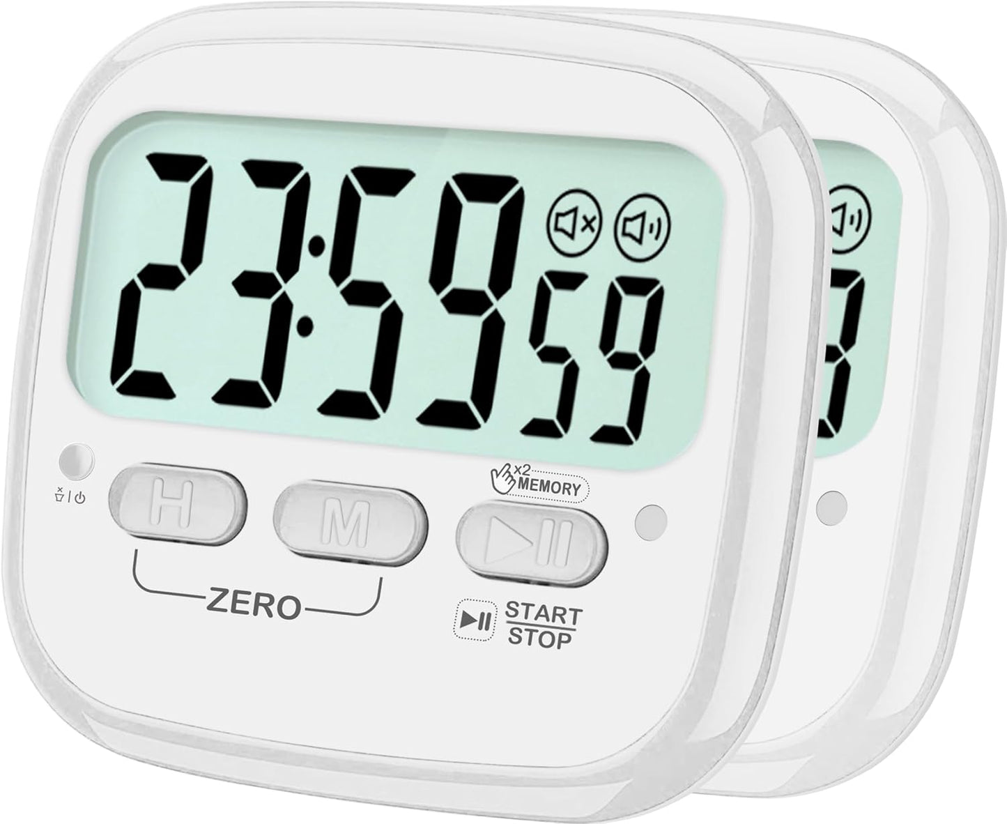 AyayaBoss 2-Pack Magnetic Kitchen Timers for Cooking, Digital Stop Watch Countdown Timer for Kids, Teachers, Classroom, Office, Exercise - Battery Included
