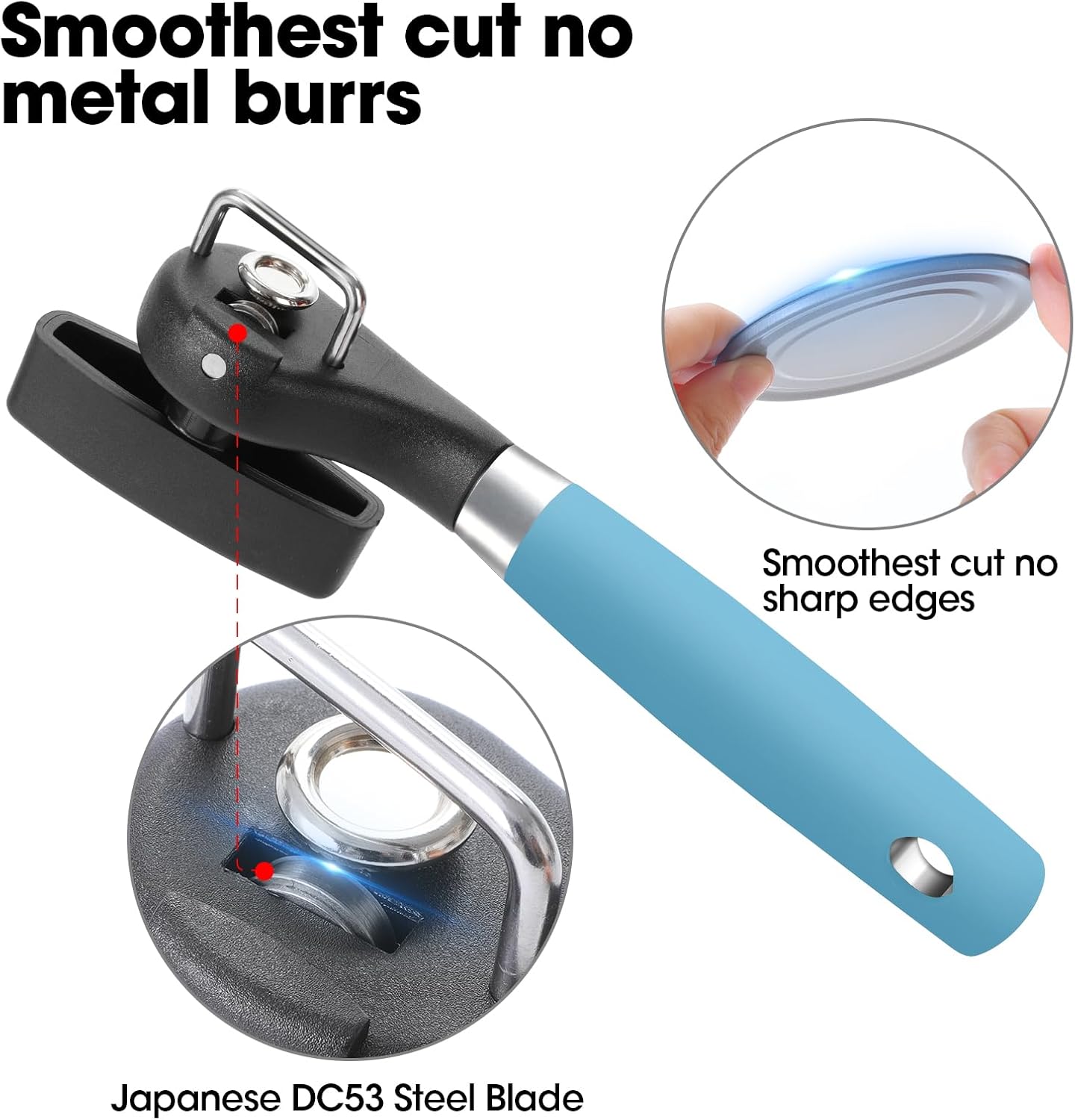 Beneno Can Opener, Manual Side Safe Cut Can Opener Smooth Edge with Durable Sharp Blade, Effort-Saving Knob & Comfortable Non-slip Handle, Brown