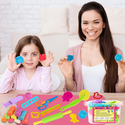 Playdough Tools Set for Kids, 46Pcs Play Dough Tools Kits, Accessories Includes Storage Box, playdough, Dough Mat, Extruderl, Cutters Roller, Rolling Pins, Educational Toys Gift for Boys Girls