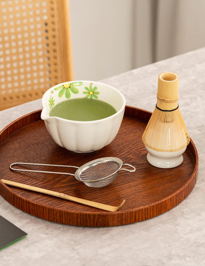 TANG PIN Matcha Set - Match Bowl and Whisk, 15 OZ, Matcha Scoop | Matcha Whisk Stand (Chasen Holder) - 4pc Perfect Matcha Kit for Matcha Tea Ceremony (Mottled Green)