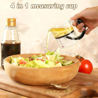 4-in-1 Adjustable Measuring Cup - Multi-Functional Measuring Cup, with Adjustable Base & Scraper-Style Seal Base, Space-Saving Easy to Clean for Cooking and Baking & Ingredients