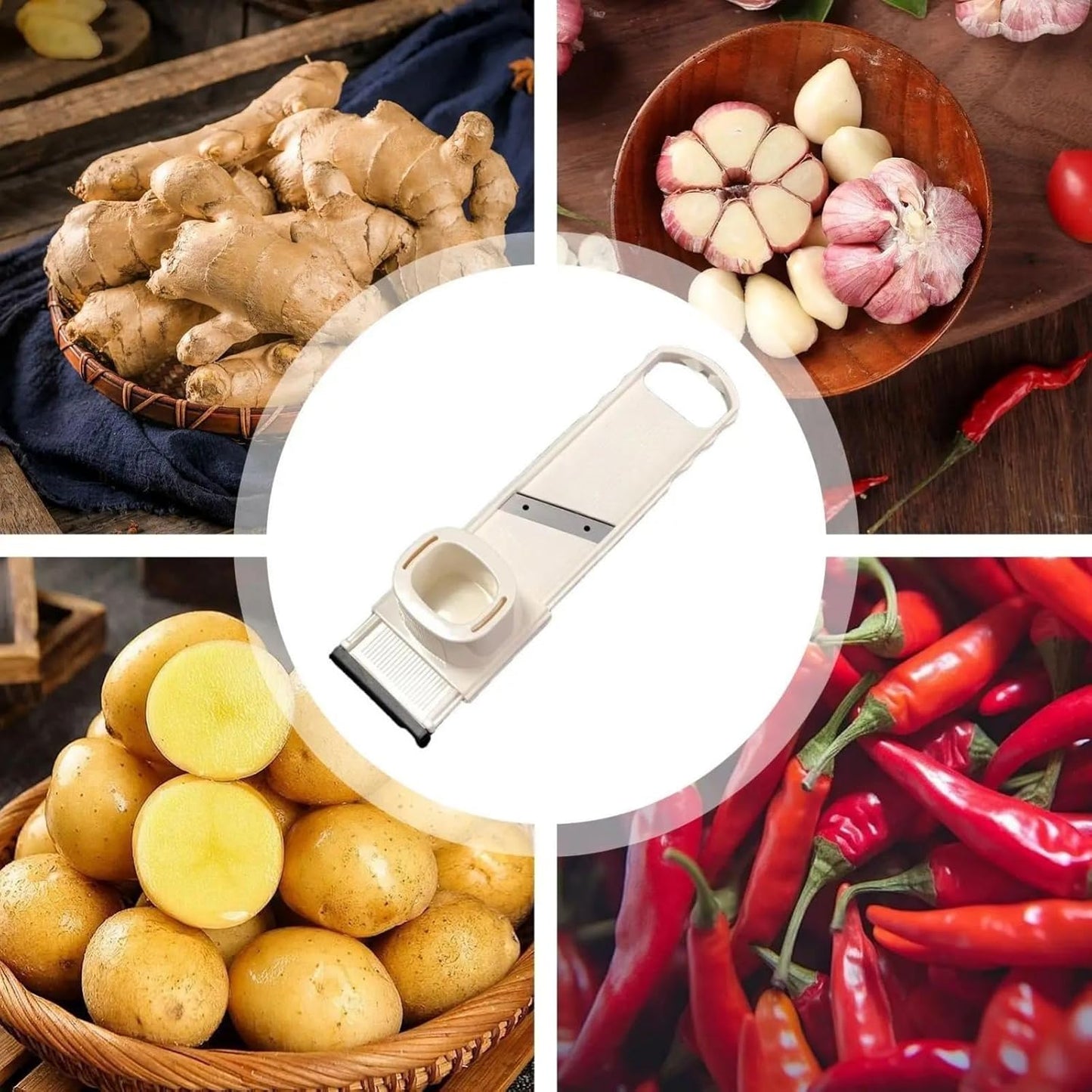 1Pcs Multi-Functional Food-Grade Garlic Press & Slicer – Ultra-Thin Vegetable Shredder/Chopper, Kitchen Prep Gadget for Home Chefs, Cooking Accessories, Food Preparation Equipme