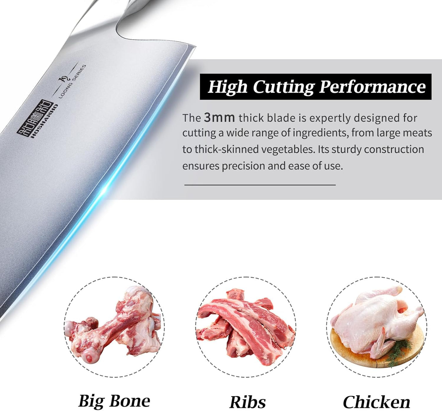 HOSHANHO Cleaver Knife 7 Inch, Ultra Sharp Japanese High Carbon Steel Vegetable Meat Cleaver, Multifunction Chopper Butcher Knife for Home Kitchen and Restaurant