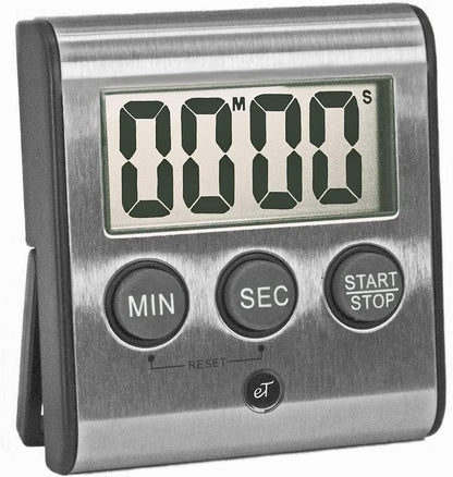 Elegant Digital Kitchen Timer, Stainless Steel Model eT-23, Super Strong Magnetic Back, Loud Alarm, Large Display, Auto Memory, Auto Shut-Off by eTradewinds