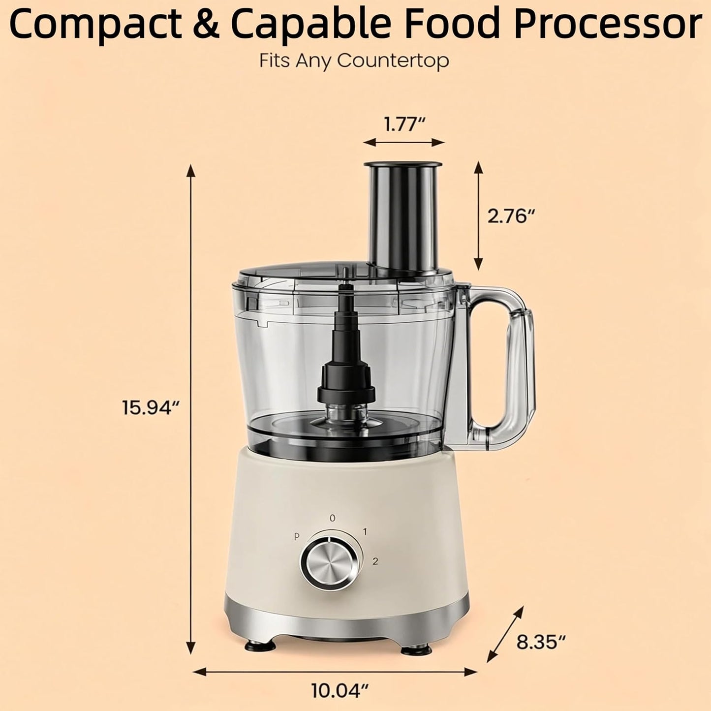 Simple Deluxe 10.5 Cup Food Processor, Multi-Functional Vegetable Choppers Food Grinder with Slicing Shredding Chopping Kneading, Suitable for Smoothie Fruit Dough, 2.6QT, Classic White