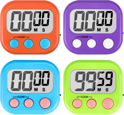 Digital Timer for Kids Teacher Supplies Classroom Timer for Study Learning Management Kitchen Work Exercise-4Pack Pink Blue Green Purple