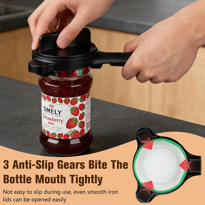4 in 1 Multi-Purpose Jar Opener,Magnetic Stainless Steel Can Opener with Ergonomic Handle,Multi Size Lid Tool for Jars Cans Wine Bottles, Home Kitchen Helper(Beige)