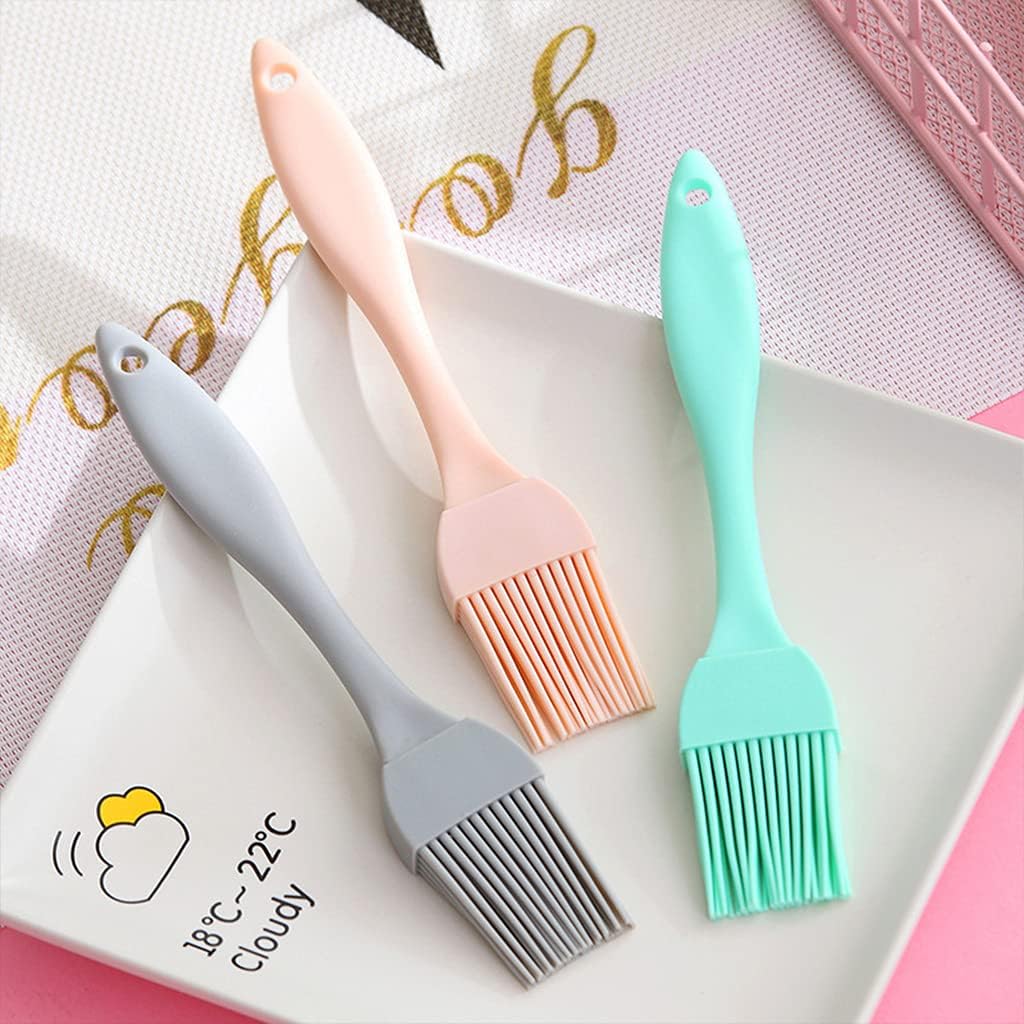 Barbecue Brush, Silicone Brush Oil Butter Basting Brush for BBQ Cooking Baking Silicone Basting Brush - Pink