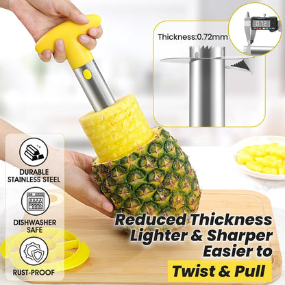 CUNSENR Premium Pineapple Corer and Slicer Tool - Pineapple Cutter with Sharp Serrated Tips - Easy to Use & Clean - Stainless Steel Core Remover for Pineapple - Slice and Core Fruits with Ease(Black)