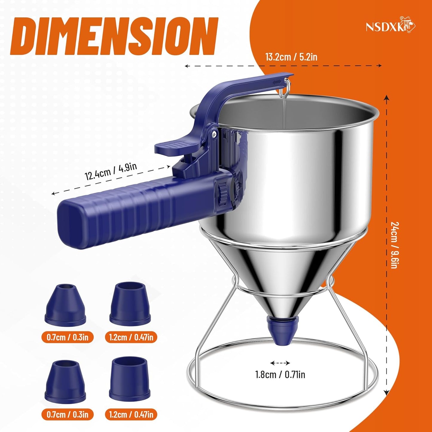 40oz Pancake Batter Dispenser, Stainless Steel Cake Dispenser with Stand, Great for Pancakes, Cupcake, Waffle or Any Baked Goods, Durable, Leak-Free, Space Gray