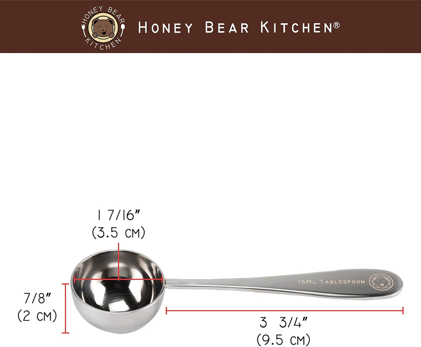 Honey Bear Kitchen 5 ml Teaspoon Measuring Scoop Spoons, Polished Stainless Steel, Set of 2