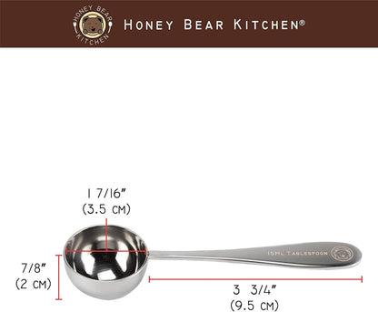 Honey Bear Kitchen 5 ml Teaspoon Measuring Scoop Spoons, Polished Stainless Steel, Set of 2