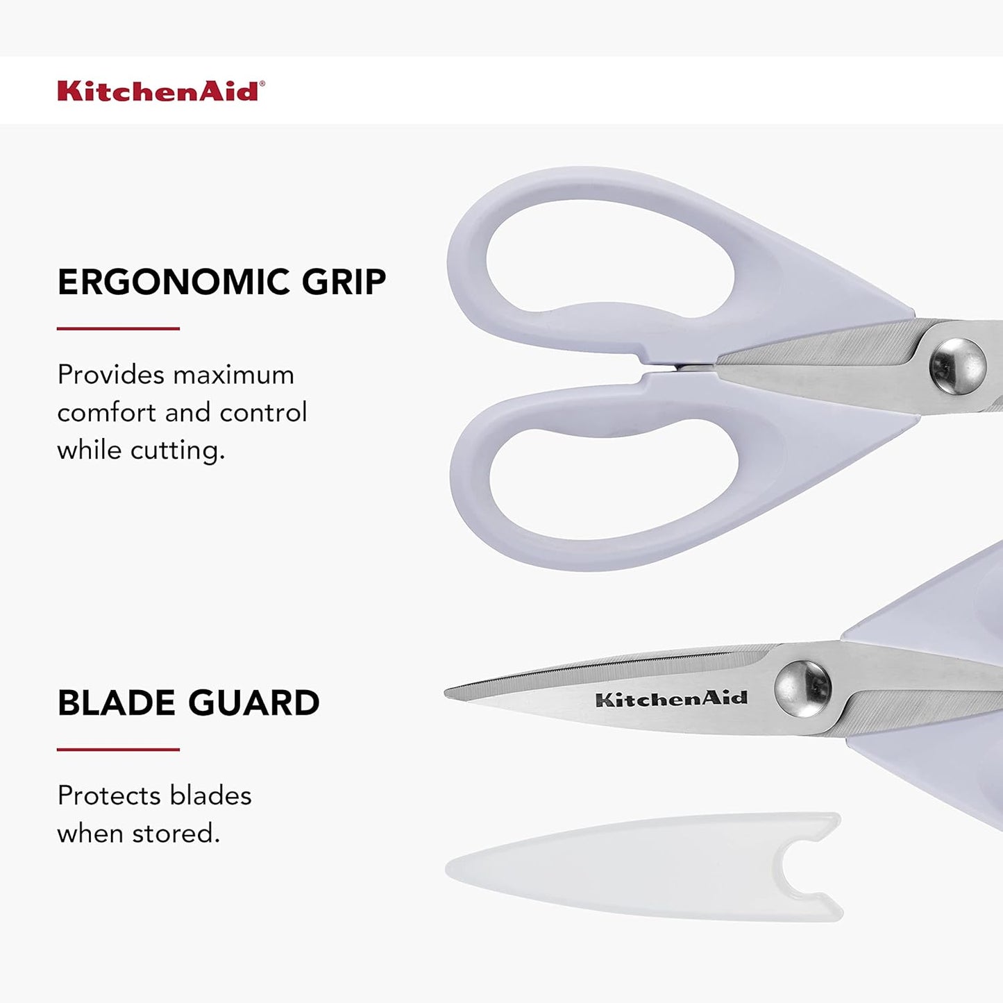 KitchenAid Multipurpose Shear Set, Versatile Scissors with Nutcracker, Bottle Opener, Ergonomic Handles with Protective Blade Covers, 2 Piece