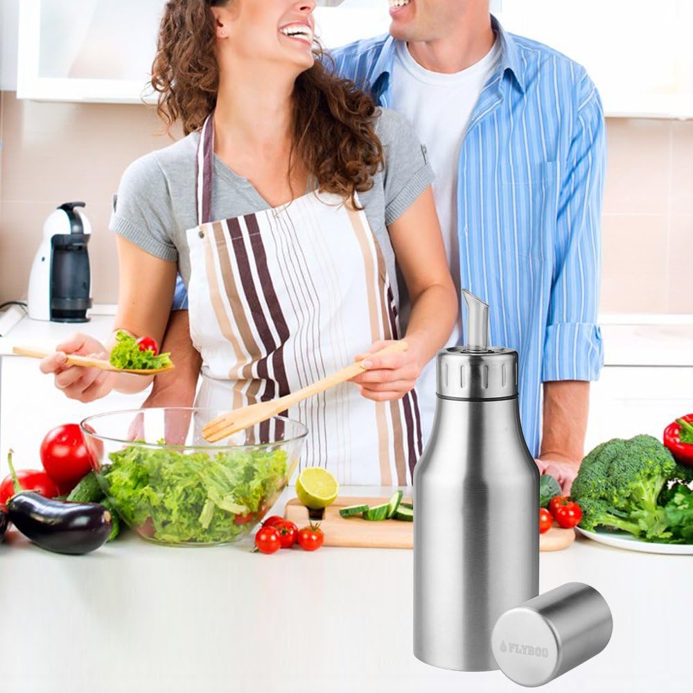 Flyboo Olive Oil Dispenser,Oil Bottle Stainless Steel Leak Proof Olive Oil Decanter for Kitchen