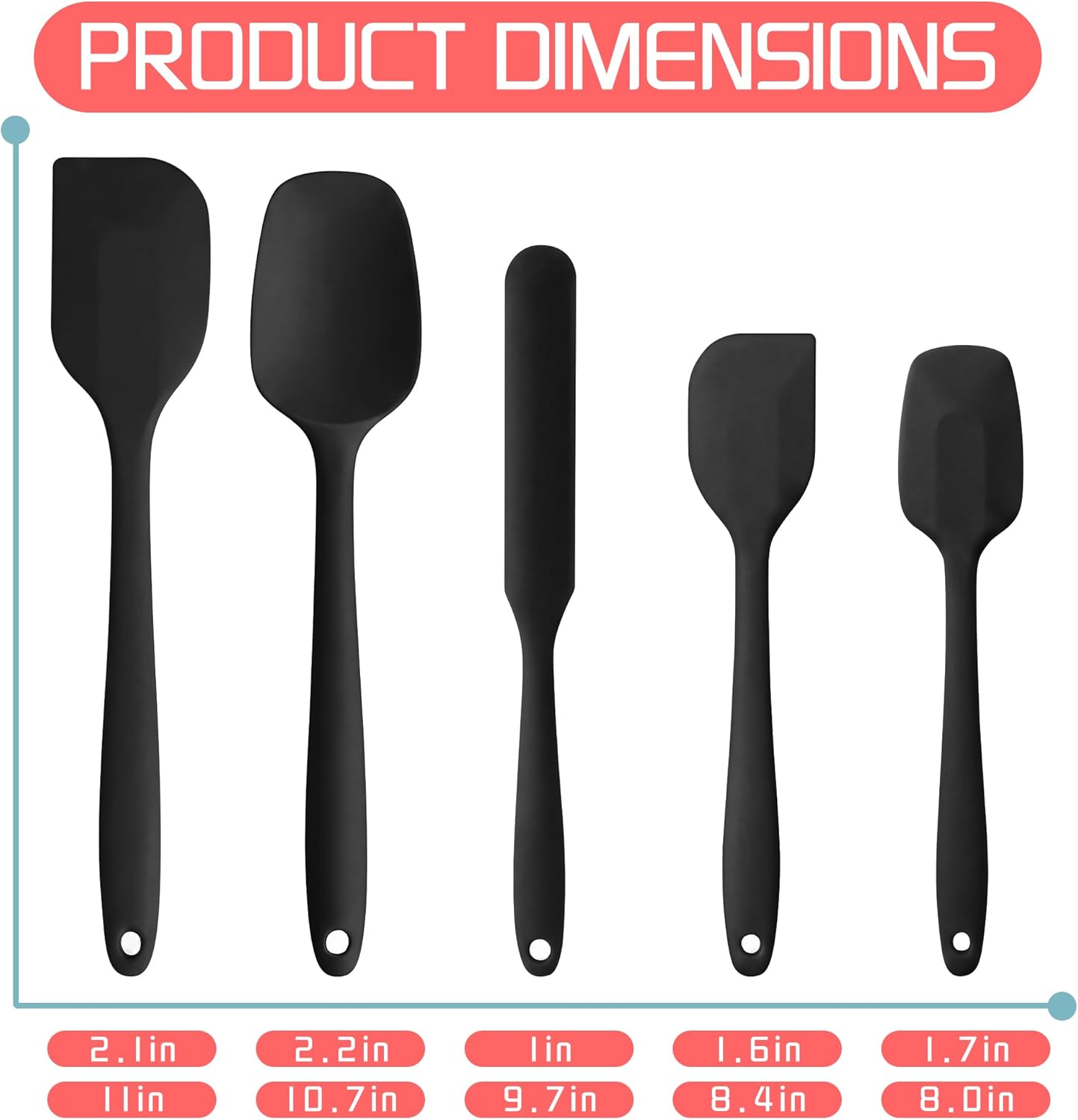 5 Pieces Silicone Spatula Set BPA Free Non Stick Rubber Spatula Heat Resistant Set Ideal for Baking Cooking Mixing Dishwasher Safe Kitchen Tools Multicolor
