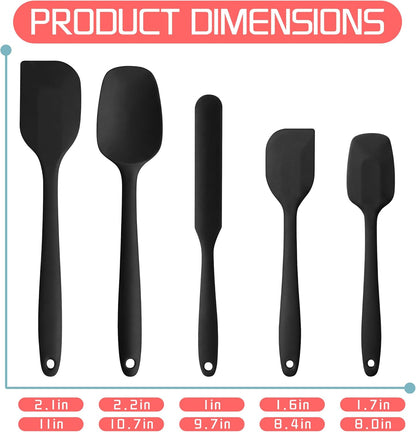 5 Pieces Silicone Spatula Set BPA Free Non Stick Rubber Spatula Heat Resistant Set Ideal for Baking Cooking Mixing Dishwasher Safe Kitchen Tools Multicolor