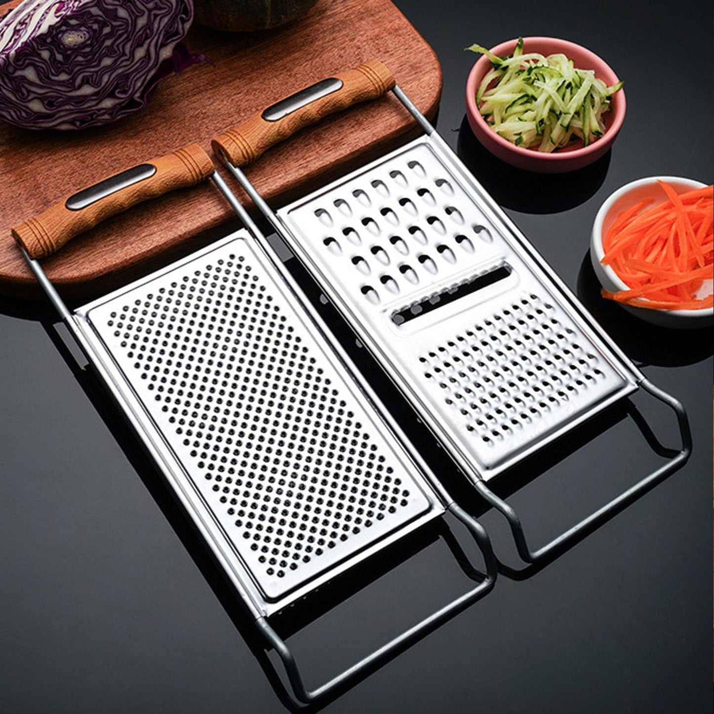2 Pack Cheese Grater Handheld,Stainless Steel Zester Set of 2, Kitchen Flat Handheld Grater For Potato, Vegetable Chocolate, Spices,Carrot, Butter,Parmesan Cheese（Coarse Grater&Fine Grater）