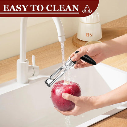 Apple Corer Tool, Stainless Steel Apple Corer Remover, Apple Core Remover, 2-in-1 Apple Corer and Slicer with Easy Push Core Release, Ergonomic Non-Slip Handle, Dishwasher Safe