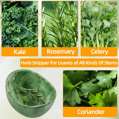 Herb Stripper Bowl with Four Sizes Holes, Herb Stripper, Ceramic Handmade Herb Stripper Tool, Herb Peeler for Kale, Thyme, Basil, Rosemary Separating Leaves and Stems(Green)