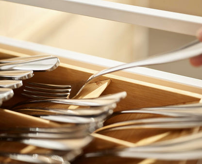 Joseph Joseph DrawerStore Compact Utensil Organizer For Kitchen Drawer Silverware, Flatware Tray, Small, Bamboo