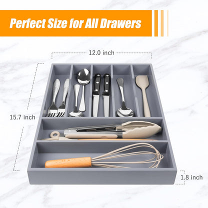Bellsal Silverware Organizer Kitchen Drawer Organizer Expandable Bamboo Utensil Holder Cutlery Tray for Kitchen Utensil and Flatware Bedroom Office