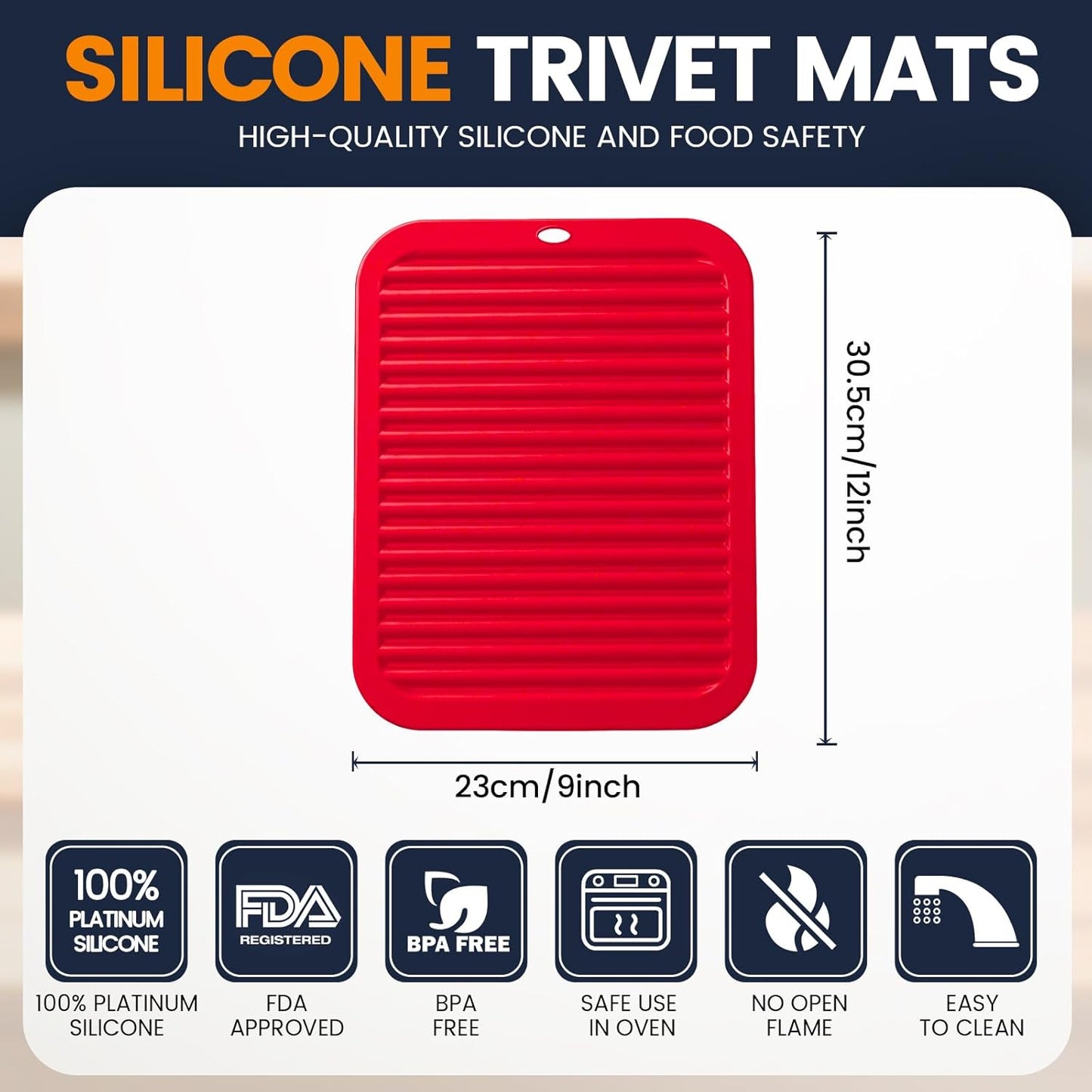Silicone Trivet Mats 4 Heat Resistant Pot Holders Multipurpose Non-Slip Hot Pads for Kitchen Potholders, Drying mat, Jar Opener, Spoon Holder, Coaster.(Dark Grey)