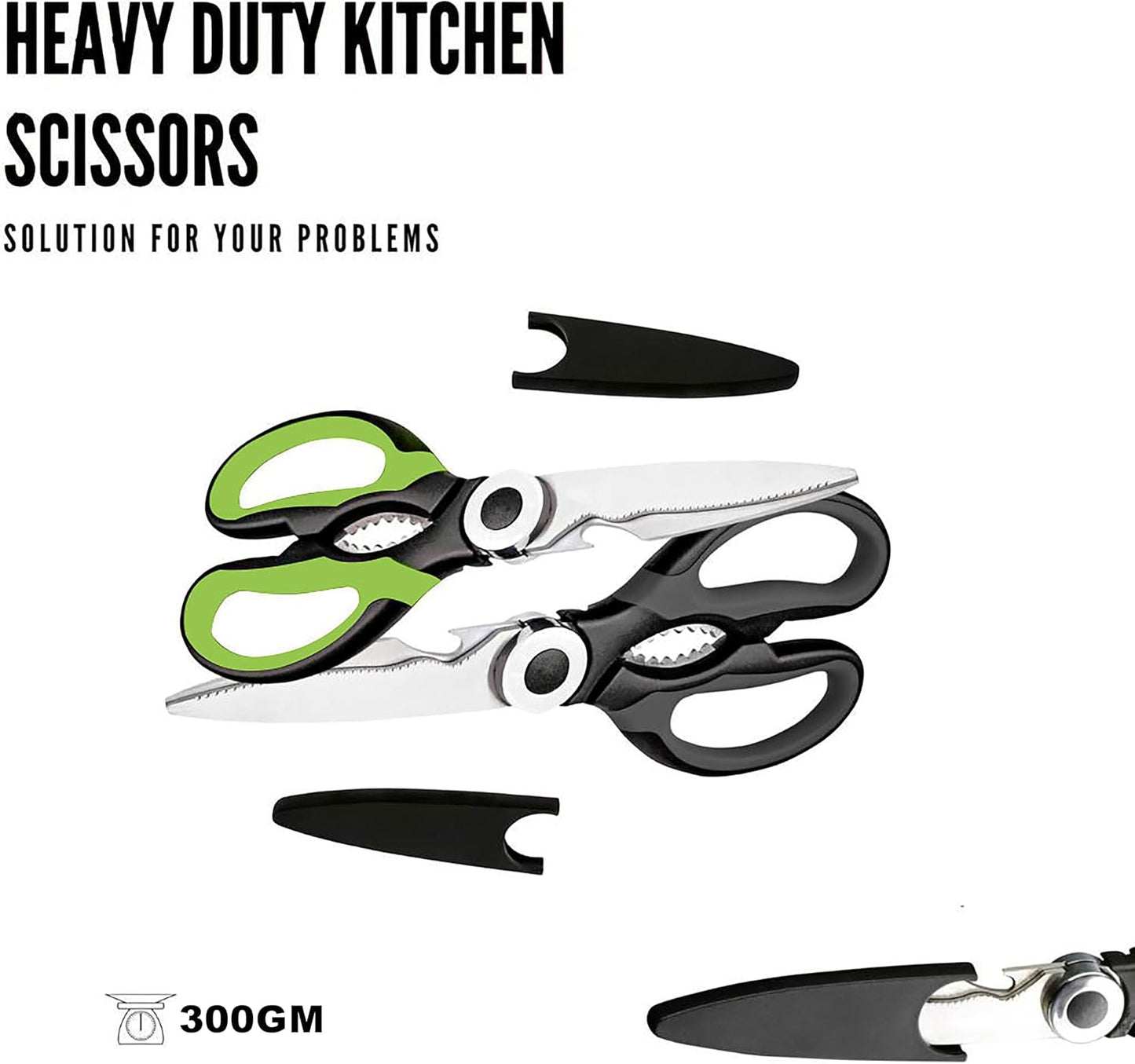 Kitchen Scissors Stainless Steel Sharp Blades with Cushioned Soft TPR Grip for Easy Handling – Heavy Duty Multipurpose Scissors for Meat, Chicken, Fish, Vegetables, & Herbs – Bottle Opener