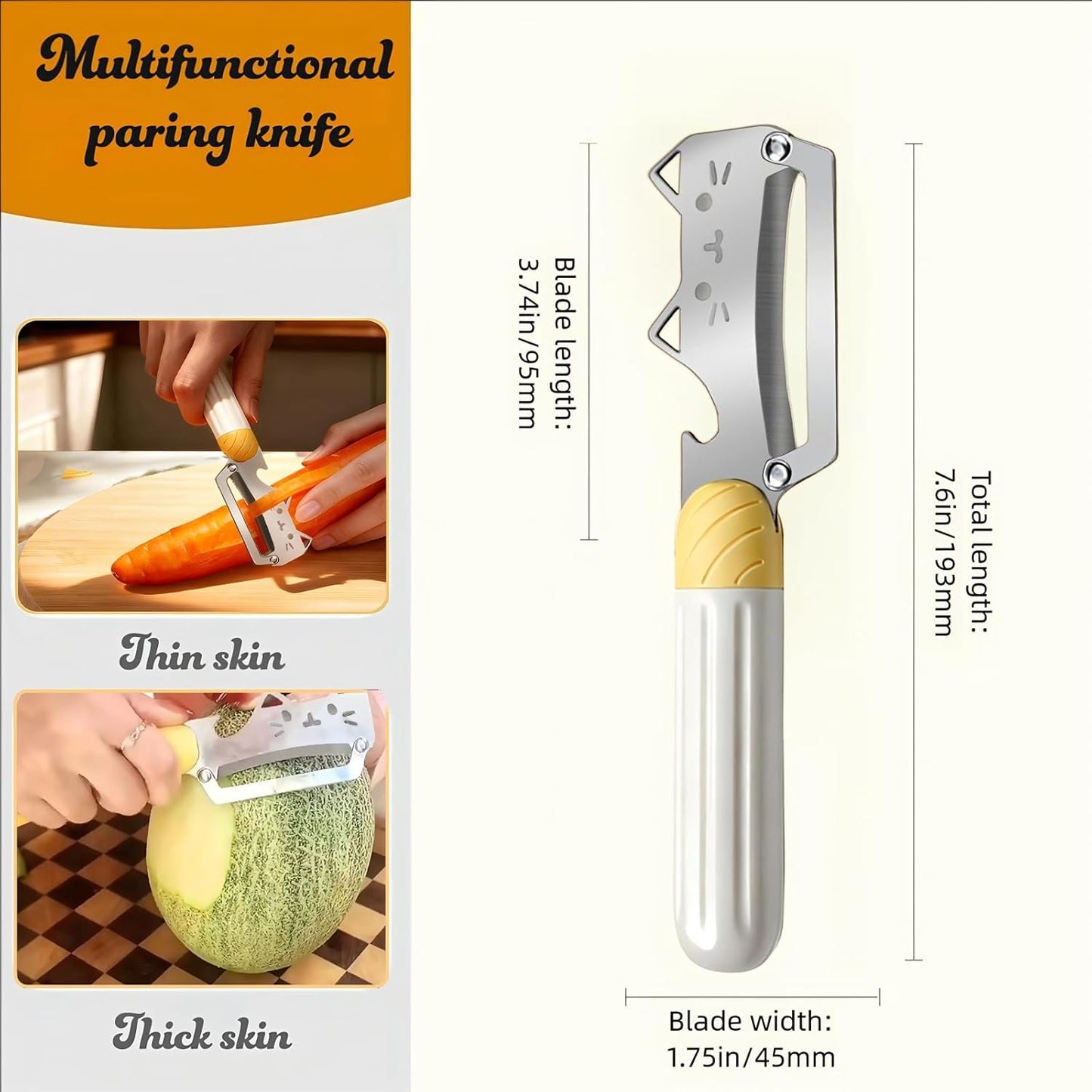 Vegetable Peeler Sharp Stainless Steel Blades for Veggie Potato Sugarcane Pumpkin Papaya Peeling Tool
