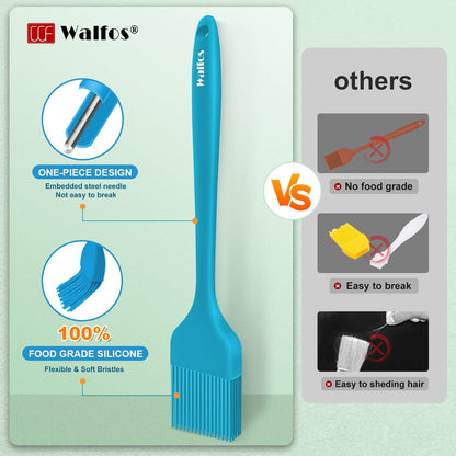 Walfos 600°F Heat Resistant Silicone Basting Brushes BPA Free Pastry Brush, Spread Oil Butter Sauce for BBQ Grill Baking Kitchen Cooking, Dishwasher Safe (2 SIZE)
