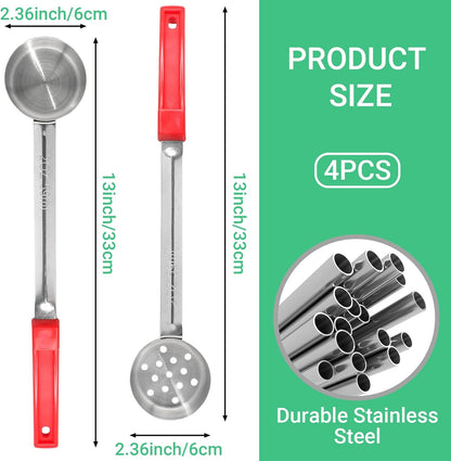 4PCS 3 oz Portion Control Serving Spoons,Measuring Ladle Scoops Food Utensils,Proportion Manage Slotted and Unslotted Scoops for Weight Loss/Kitchen(Creamy)