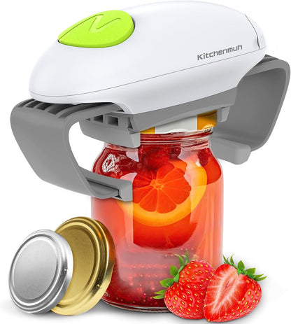 Higher Torque Electric Jar Opener for Seniors with Arthritis Fit Almost Jars Size, Strong Tough Automatic Jar Opener for Weak Hands, Hands Free Battery Operated Bottle Opener for Arthritic Hands White