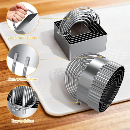 Biscuit Cutter Set, Dough Blender, Pastry Cutter, Biscuit Cutter, Dough Cutter,Pastry Cutter Set, Round Sifter,Baking Dough Tools for Cooking Cookies (3 Pcs/Set)