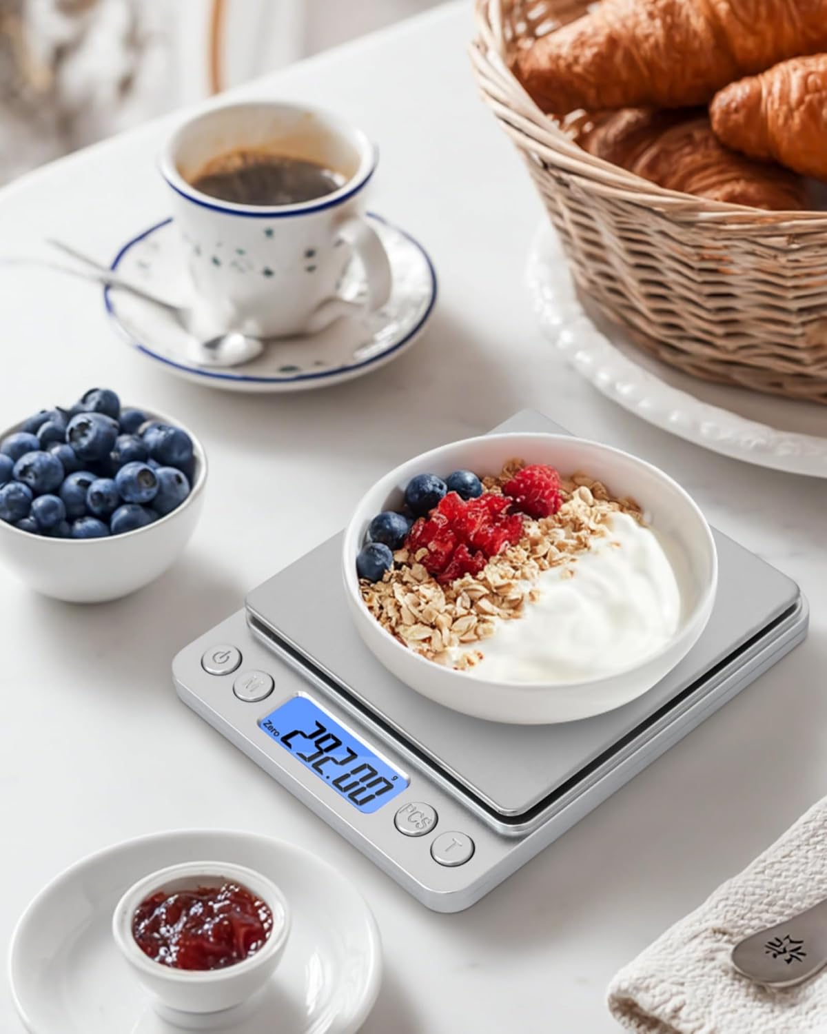 Gram Scale 500g x 0.01g Precision, Digital Mini Pocket Size Portable Scale with Two Trays Nine Units, LCD Display Stainless Steel Platform for Weighing Jewelry Cooking Baking