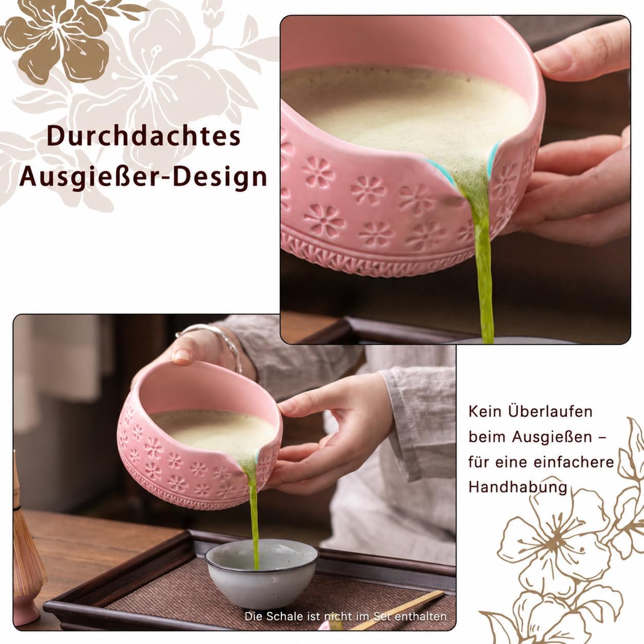 Buucup Matcha Whisk Set, Ceramic Matcha Kit Set Includes Matcha Bowl, Matcha Whisk and Holder, Bamboo Scoop, Scoop Rest, Sifter and Tea Towel - 7 Pcs Matcha Kit for Matcha Lovers (Mottled Green)