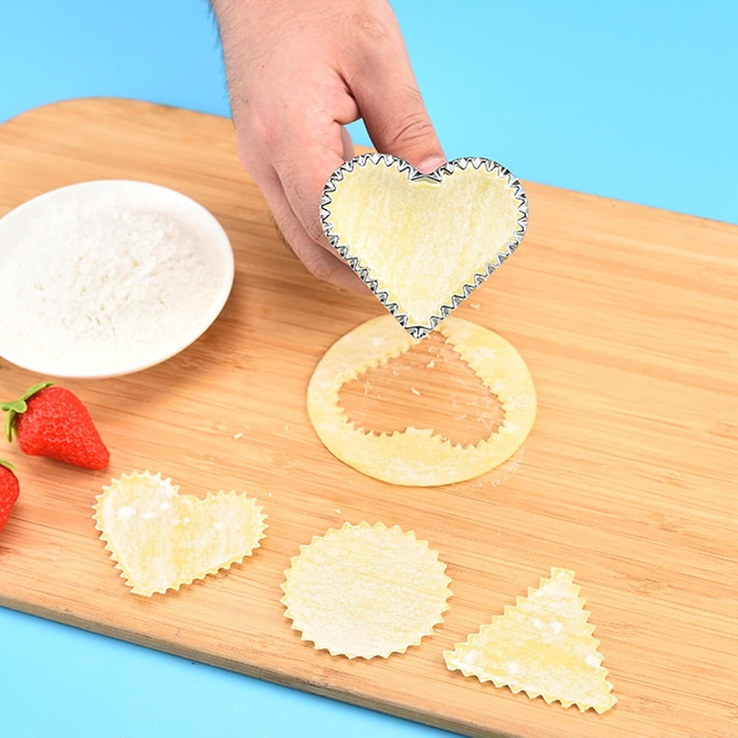 Ravioli Pasta Cutter Wooden Handle Ravioli Mold,One Square and One Round Suitable for Ravioli, Pasta, Biscuits, Etc