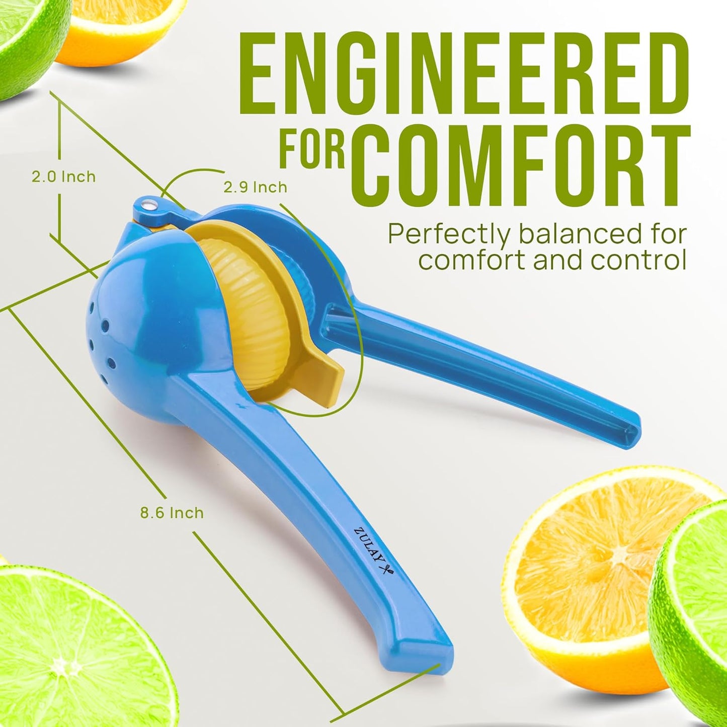 Zulay Kitchen Metal 2-in-1 Lemon Squeezer - Sturdy Max Extraction Hand Juicer Lemon Squeezer Gets Every Last Drop - Easy to Clean Manual Citrus Juicer - Easy-Use Lemon Juicer Squeezer - Yellow/Green