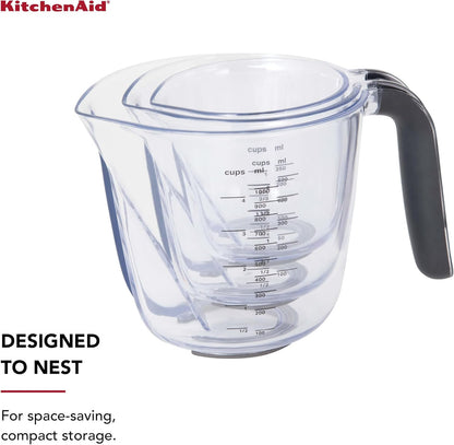 KitchenAid KQ298OSOBA Gourmet Set of 3 Measuring Jugs, Onyx