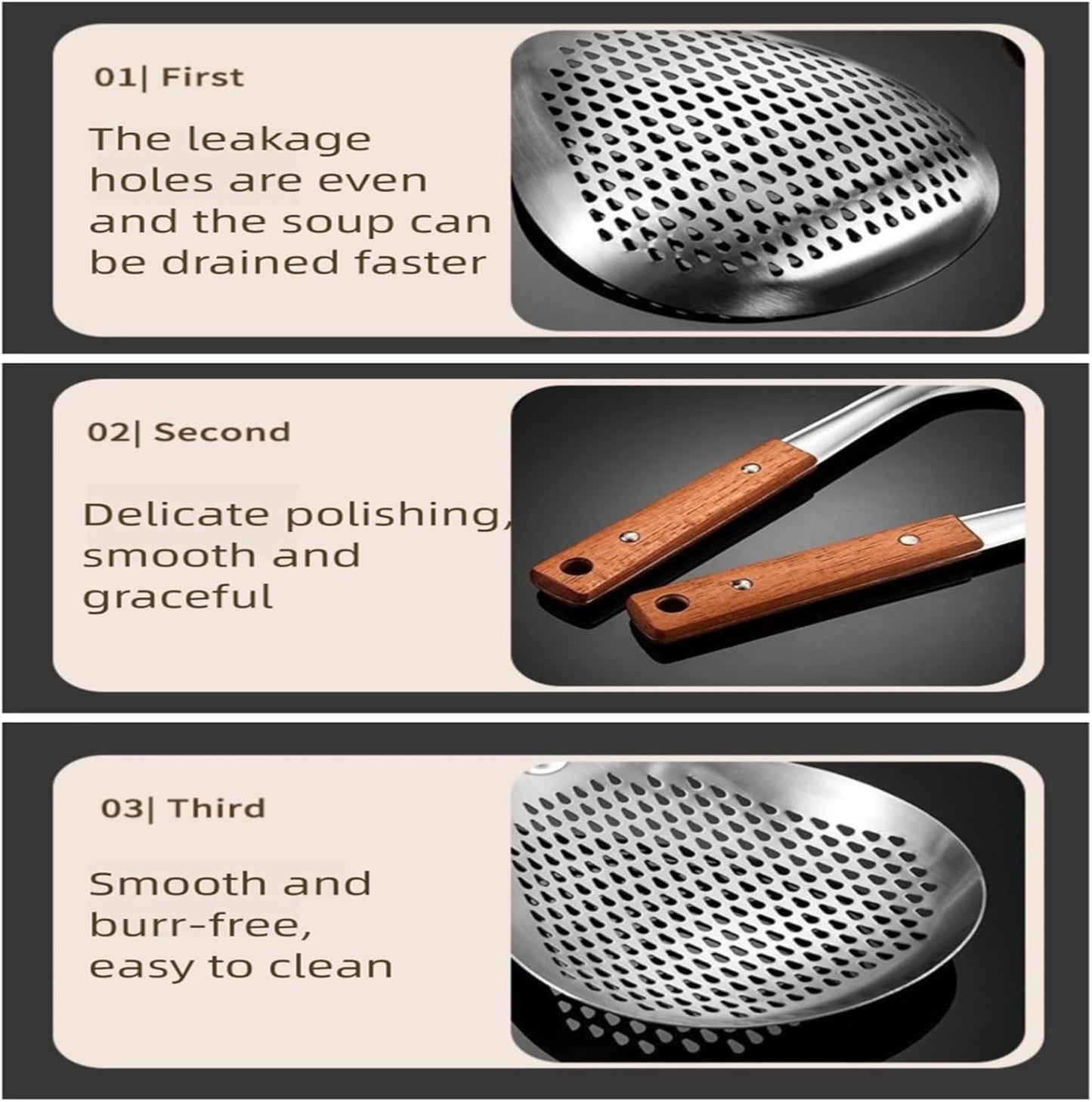 Stainless Steel Colander Strainer Pasta Food Noodle Grease Drain Fine Mesh Metal Kitchen Universal Clip on Spider Handle