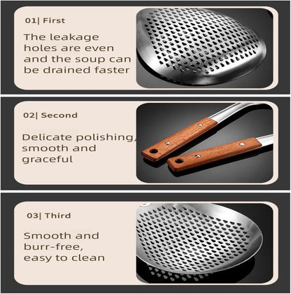Stainless Steel Colander Strainer Pasta Food Noodle Grease Drain Fine Mesh Metal Kitchen Universal Clip on Spider Handle