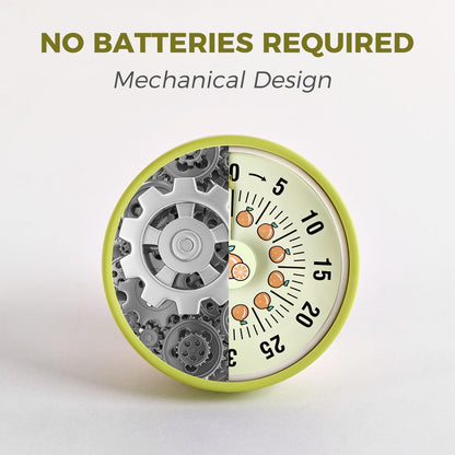 Kitchen Timer, Kitchen Countdown Cooking Reminder No Battery Required Magnetic Time Management Timer, Xmas Gift, Green