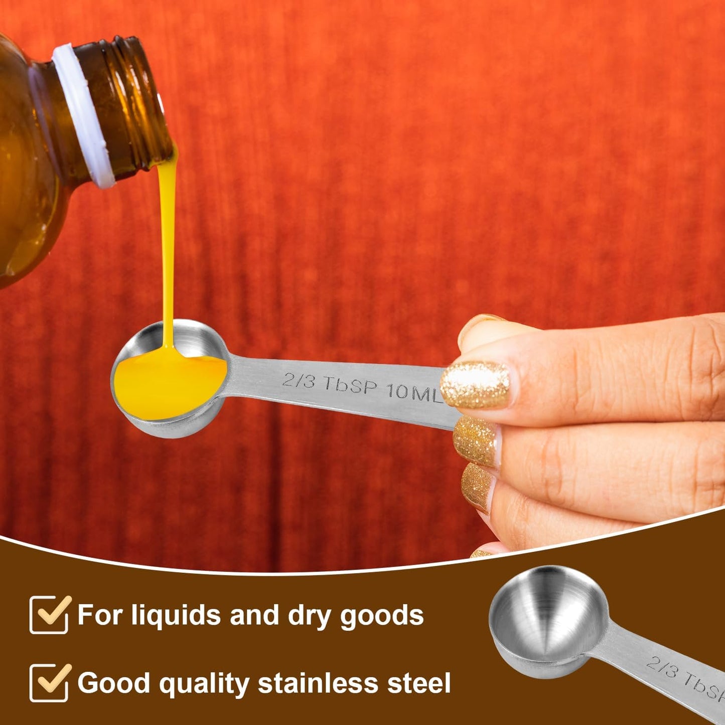 3pcs Measuring Spoon, Stainless Steel Table Spoons Measuring Spoons 1 Tsp Scoop Teaspoon 1/3 Tablespoon 5 ML | 5 CC Metal Spoon Short Handle for Kitchen Tea Soup Ingredients (Short)
