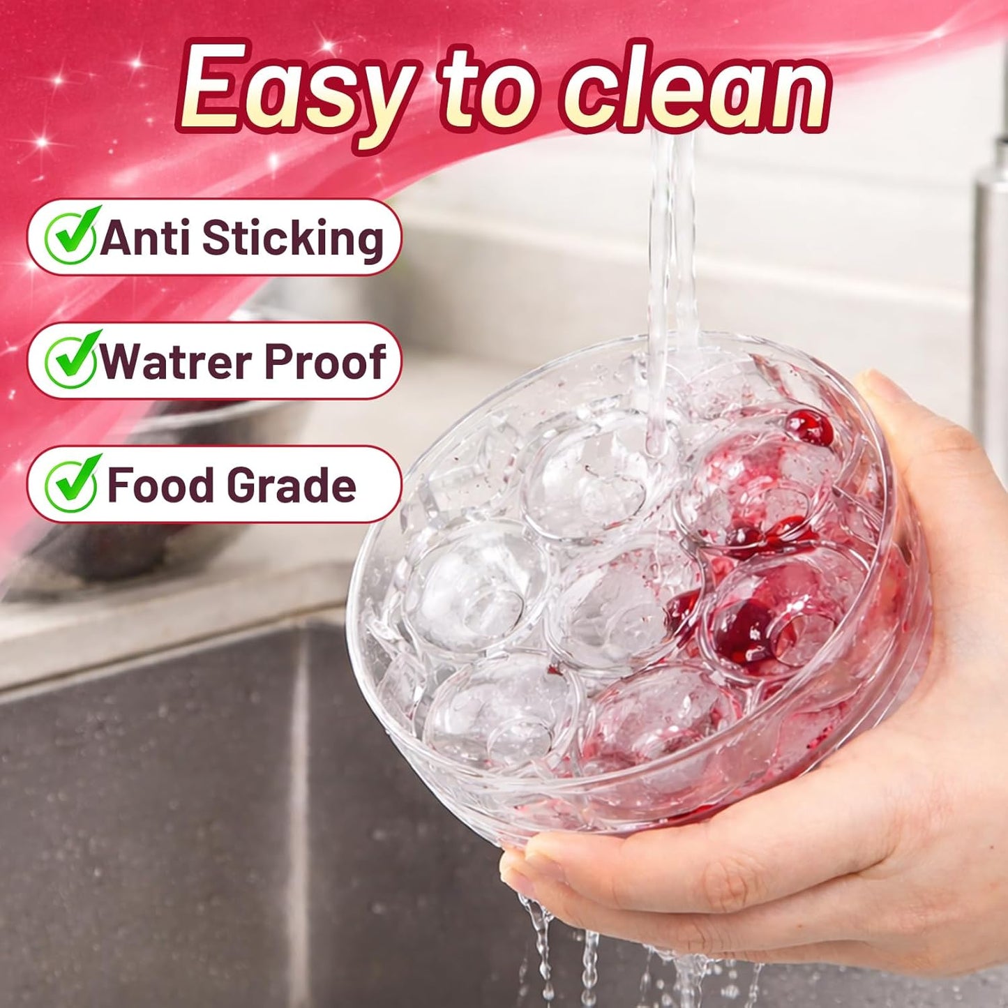 7 Hole Cherry Pitter, Upgraded Stainless Steel with Layer Separation (Fruit & Pit Separate), Anti-Splash Cover, Professional Multi-Cherry Remover for Baking, Kitchen Gadget (Red)
