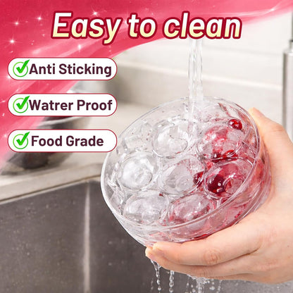 7 Hole Cherry Pitter, Upgraded Stainless Steel with Layer Separation (Fruit & Pit Separate), Anti-Splash Cover, Professional Multi-Cherry Remover for Baking, Kitchen Gadget (Red)