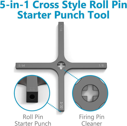 Zengi 4-in-1 Cross Style Starter Roll Pin Punch Tool, Roll Pin Holder