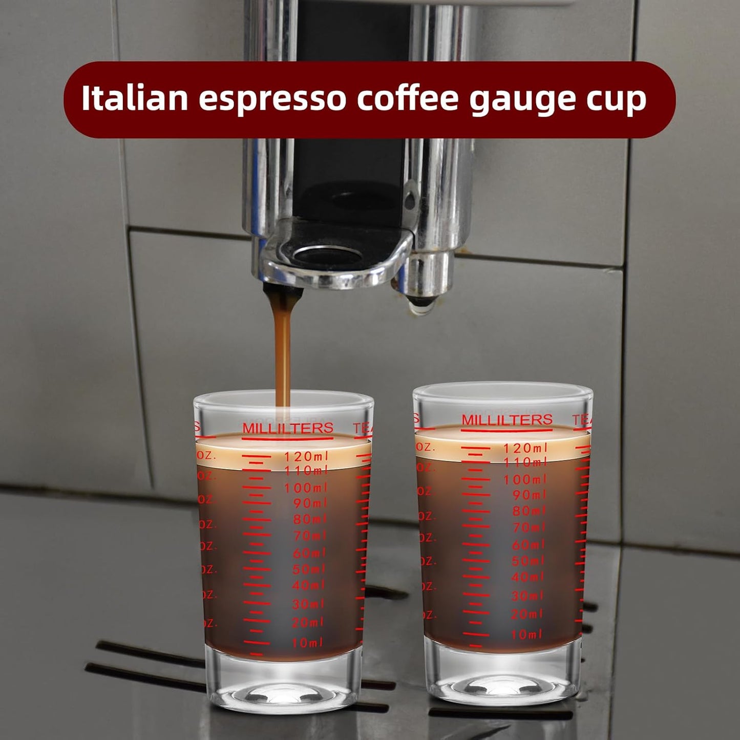 2Pcs Shot Glass Measuring Cup, 4 Ounce Heavy Base Jigger, Espresso Shot Glasses, Liquid Cup, Round Shot Glasses, Small Cups for Vodka, Whiskey, Tequila, Espresso, Liquor (2, Red)